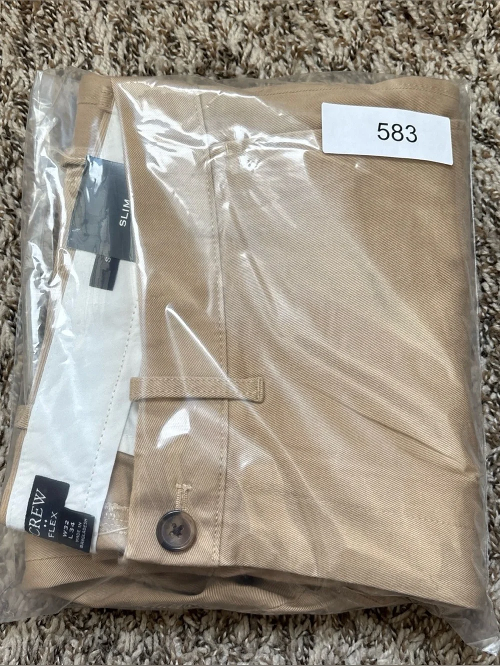 J. Crew Flex Men's Slim Fit Khaki/Chino Pants, 32x34, NWT